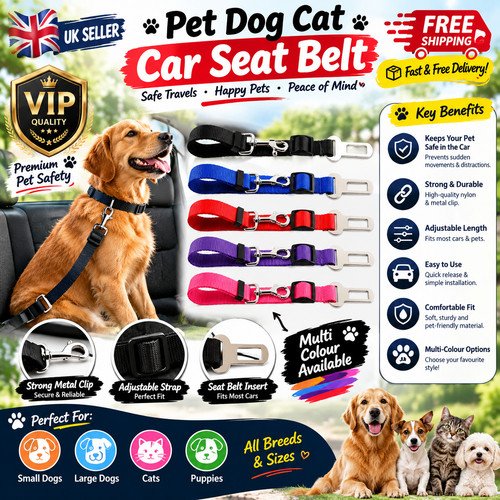 Pet dog seat belt - pet, adjustable