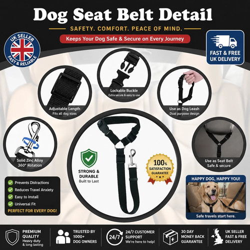 Pet dog seat belt - dog,