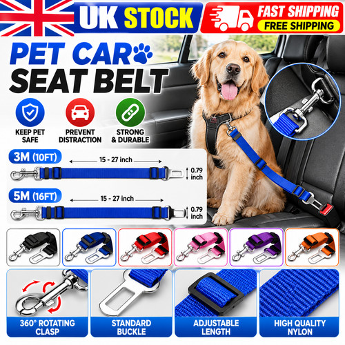 Pet dog seat belt - seat, adjustable