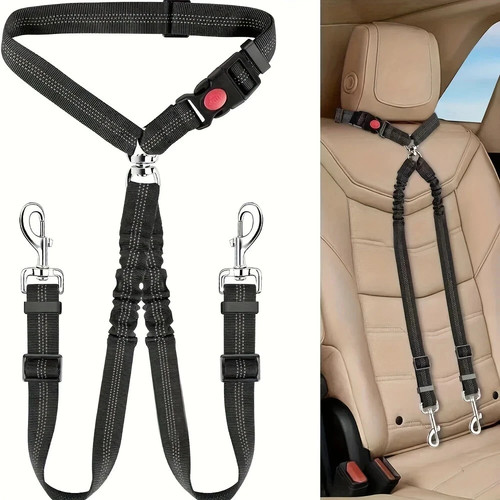 Double dog seat belt harness - dog,