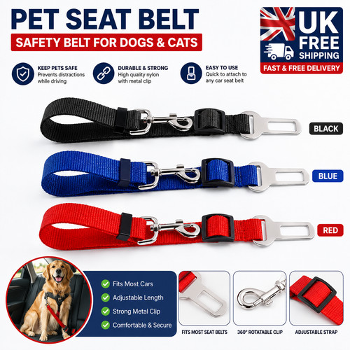 Pet dog seat belt adjustable - belt,